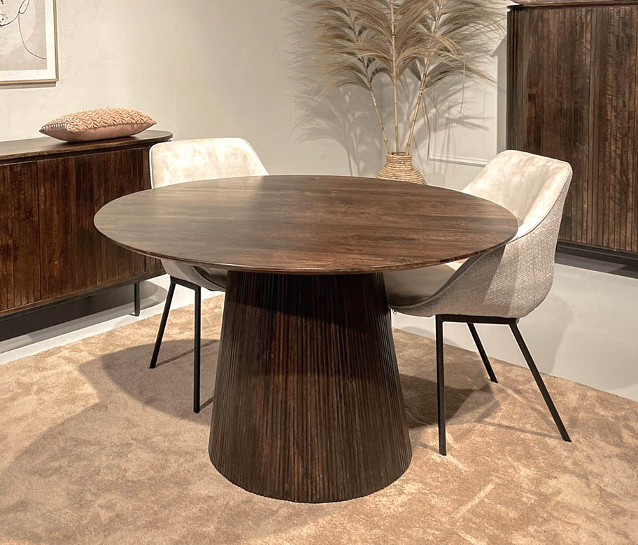 Esstisch Salvator rund Ø 130 cm Wallnuss Mango