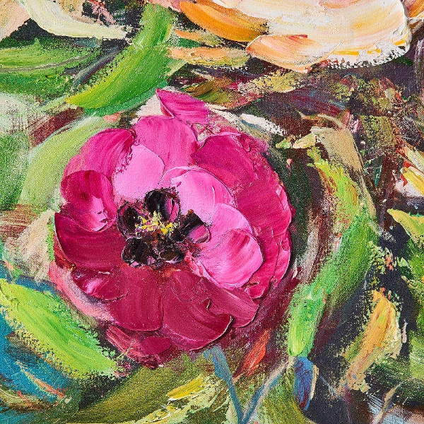 Bild 100 x 100 cm Flowers Power Leinwand handgemalt multicolor