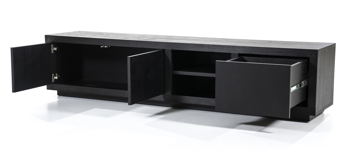 TV Möbel Helsinki B 200 cm Eiche schwarz Lowboard