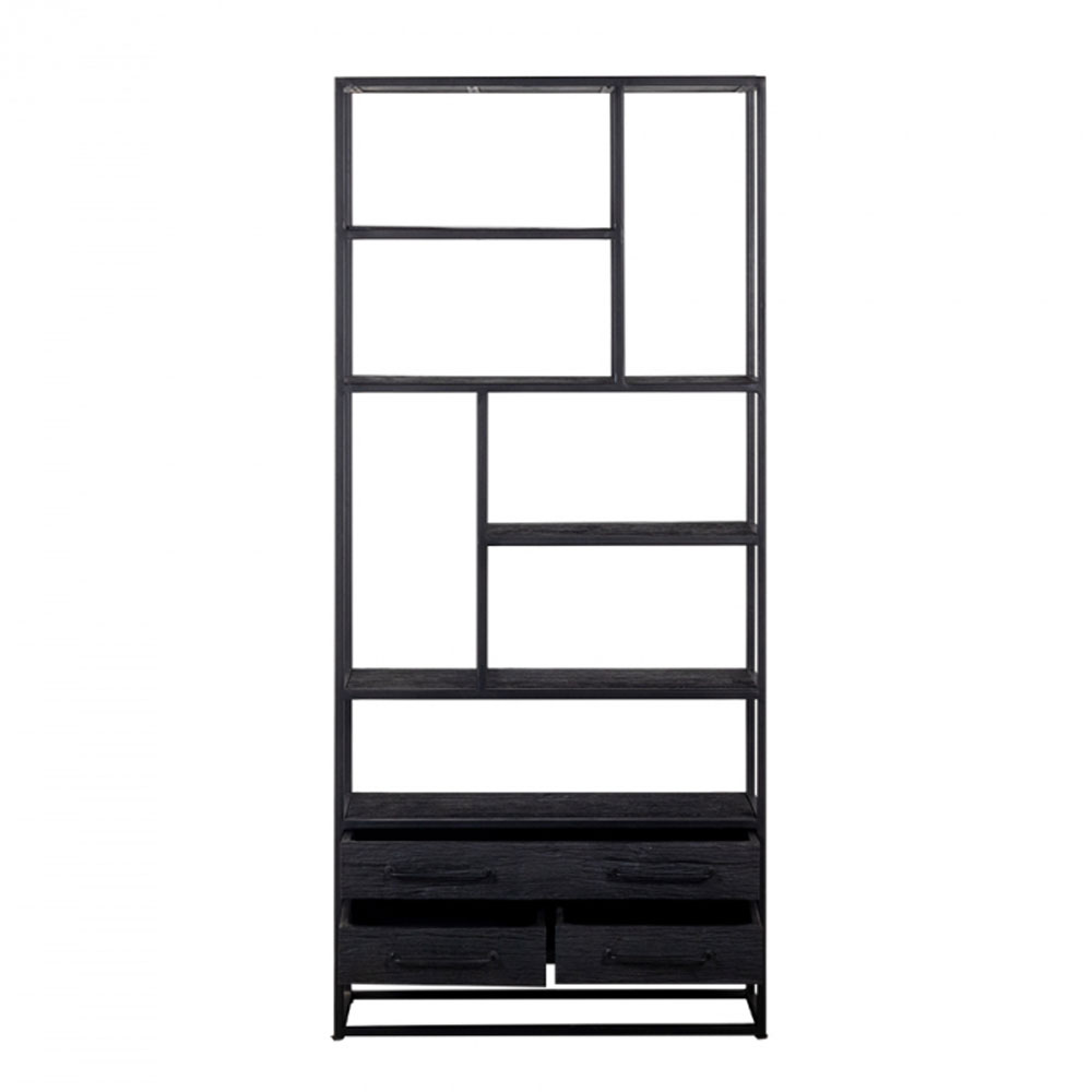 Industrie Regal Schrank BLAKE B 90 cm Metall Mangoholz schwarz