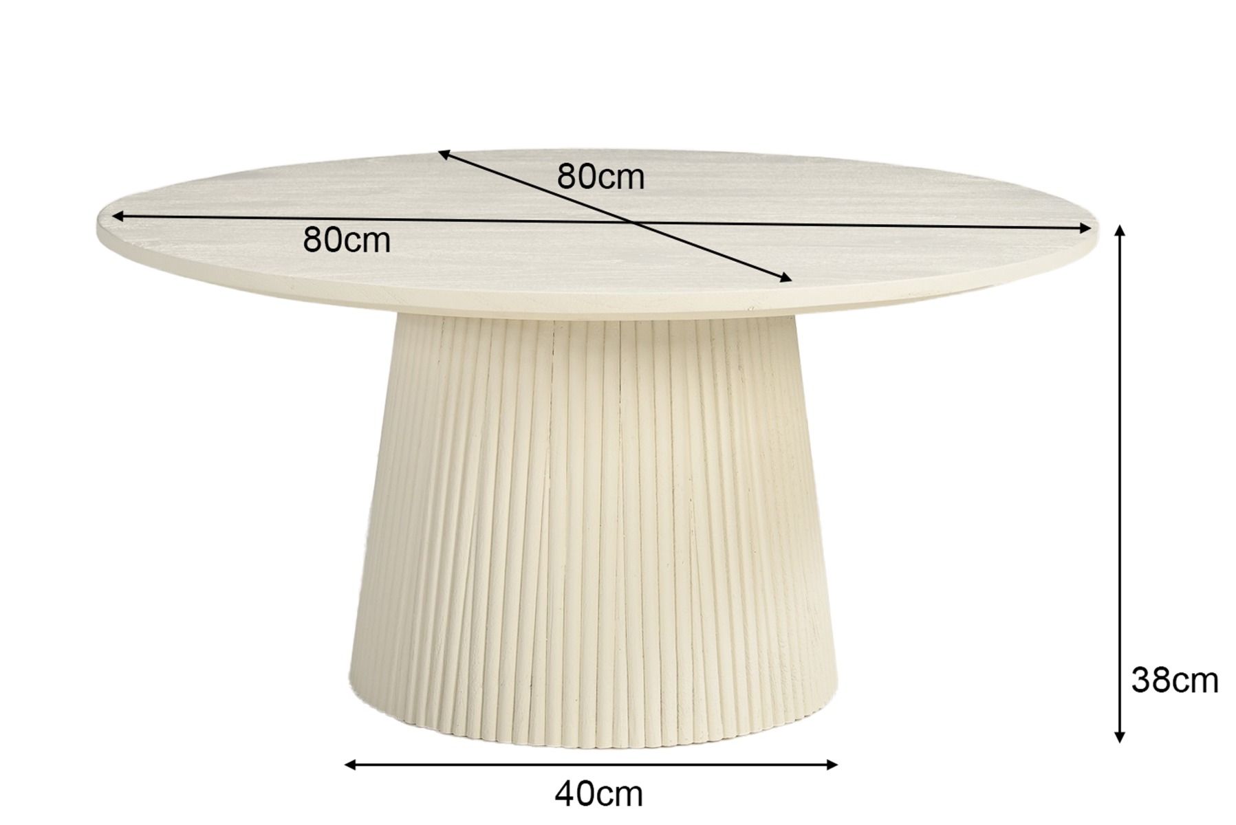 Couchtisch Patrice Ø 80 cm Mangoholz cremeweiß Sofatisch