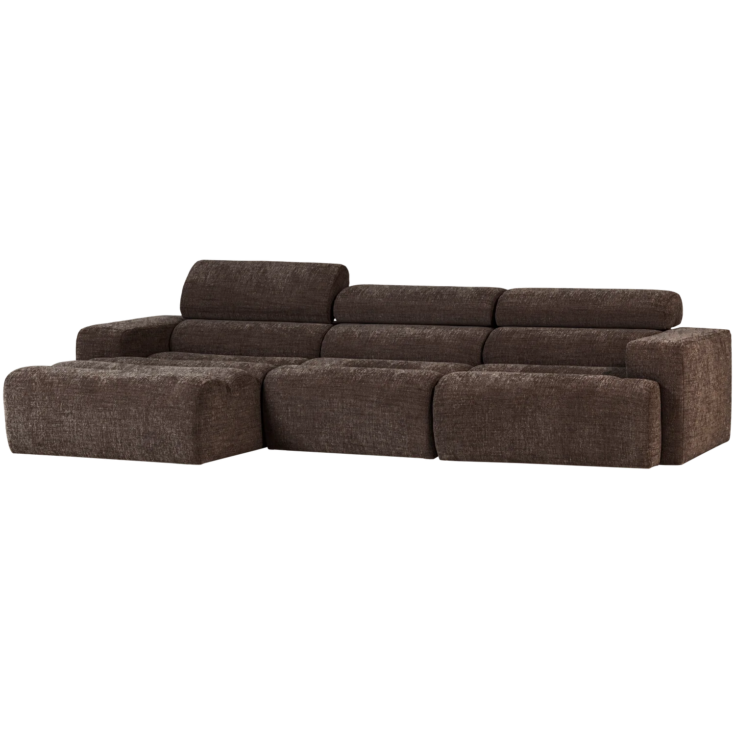 Ecksofa Sofa NOVI Bezug Melange dunkelbraun Chaiselongue links