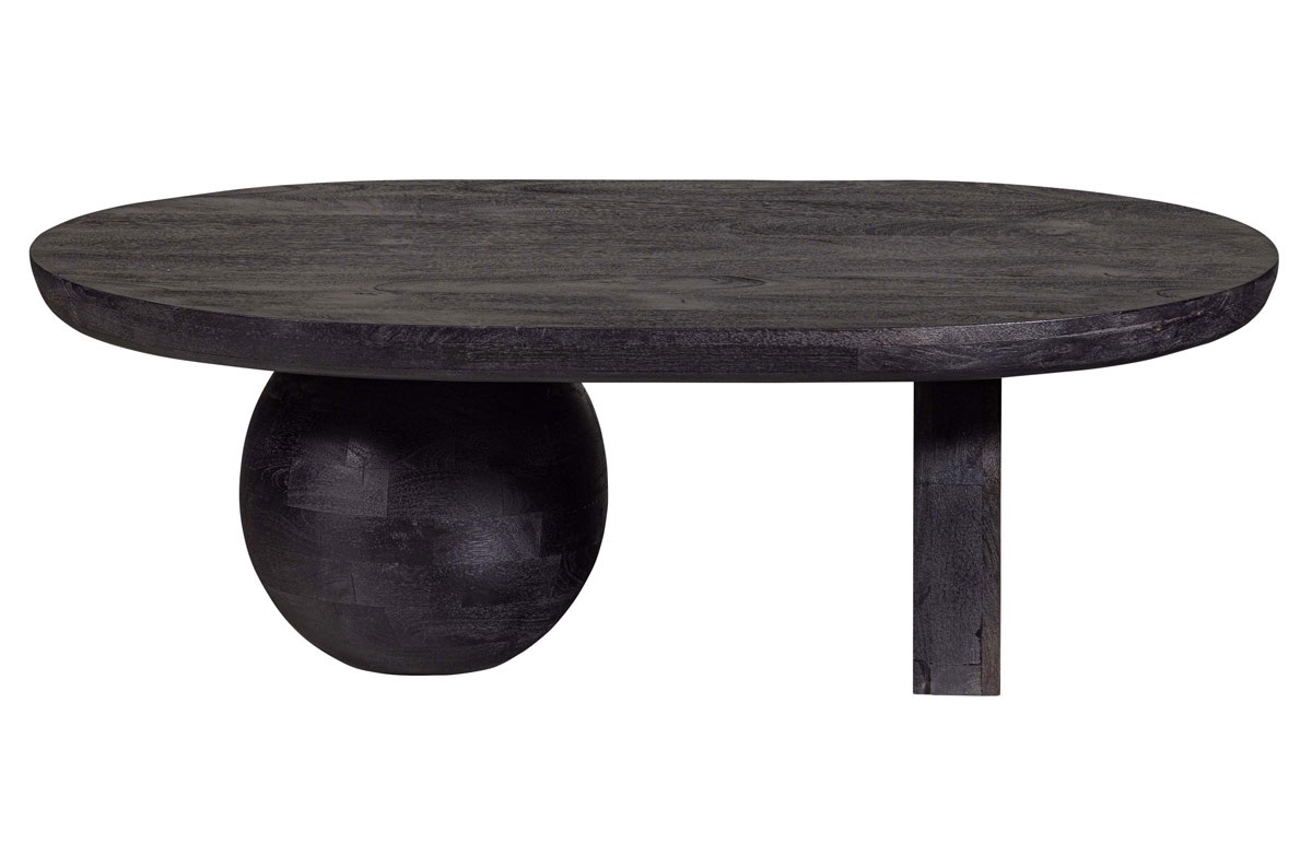 Couchtisch Steppe 110 x 72 cm oval Mangoholz schwarz