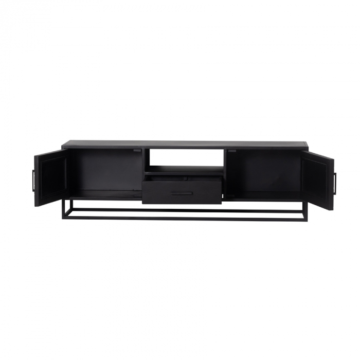 Industrie TV Lowboard BOB 165 cm Mangoholz Fischgrät schwarz