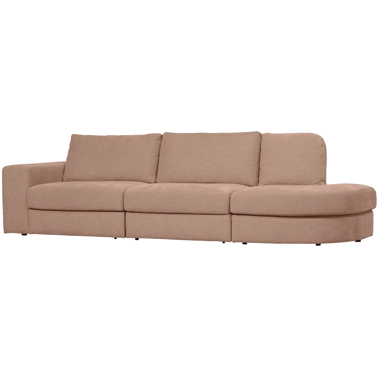 2,5 Sitzer Sofa FAMILY Webstoff rosa mit Rundung rechts