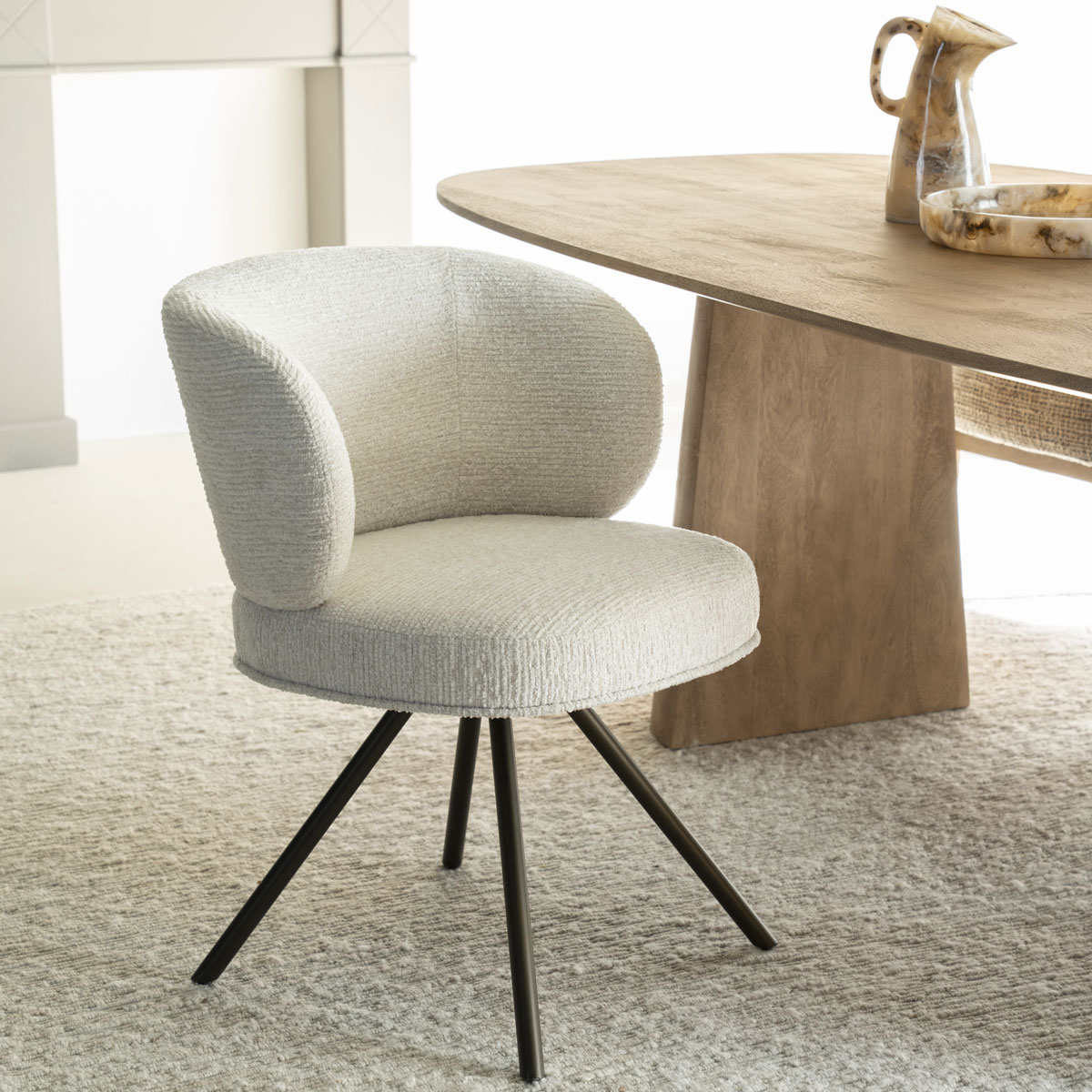 Esszimmerstuhl Jayson Drehstuhl Stoff beige