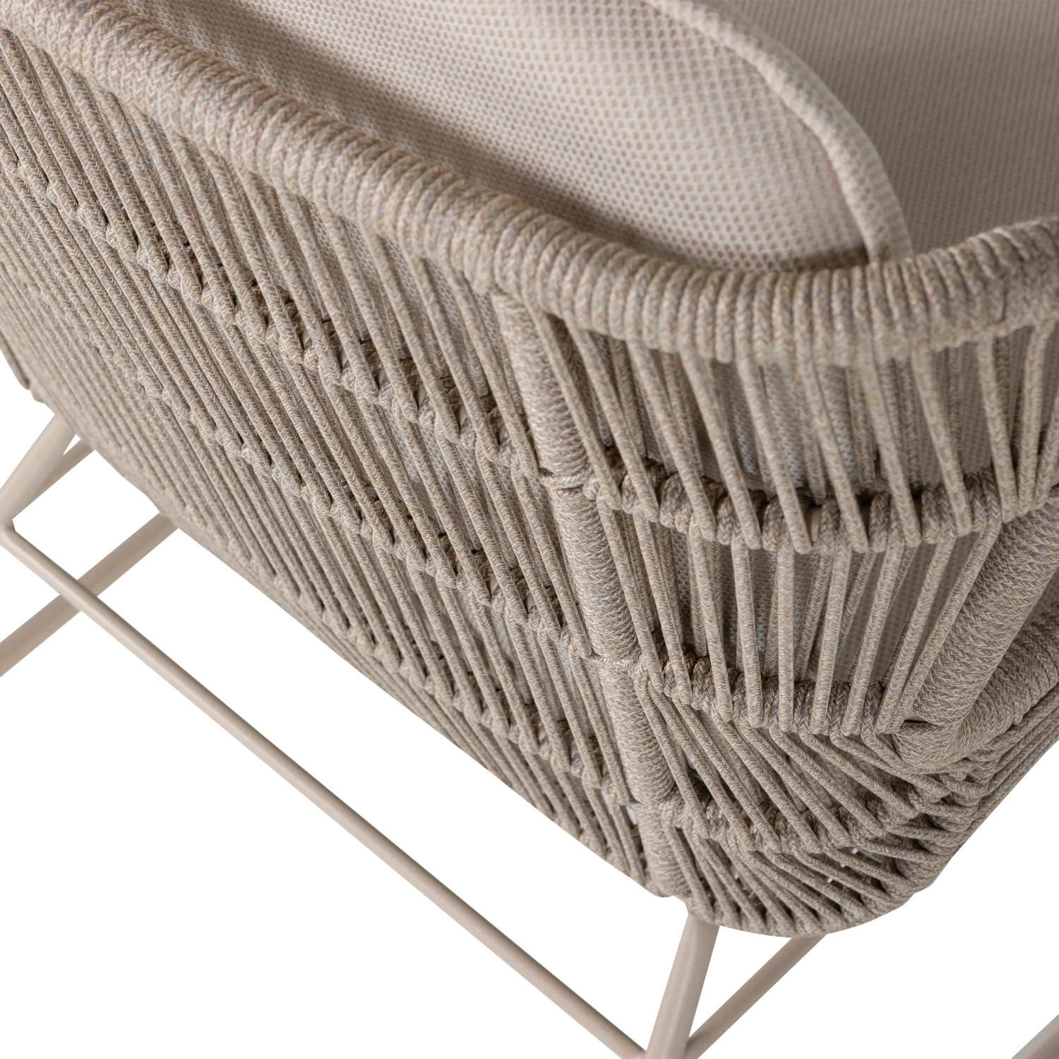 Outdoor Lounge Sessel GRACE sandfarben Gartensessel Metall Geflecht