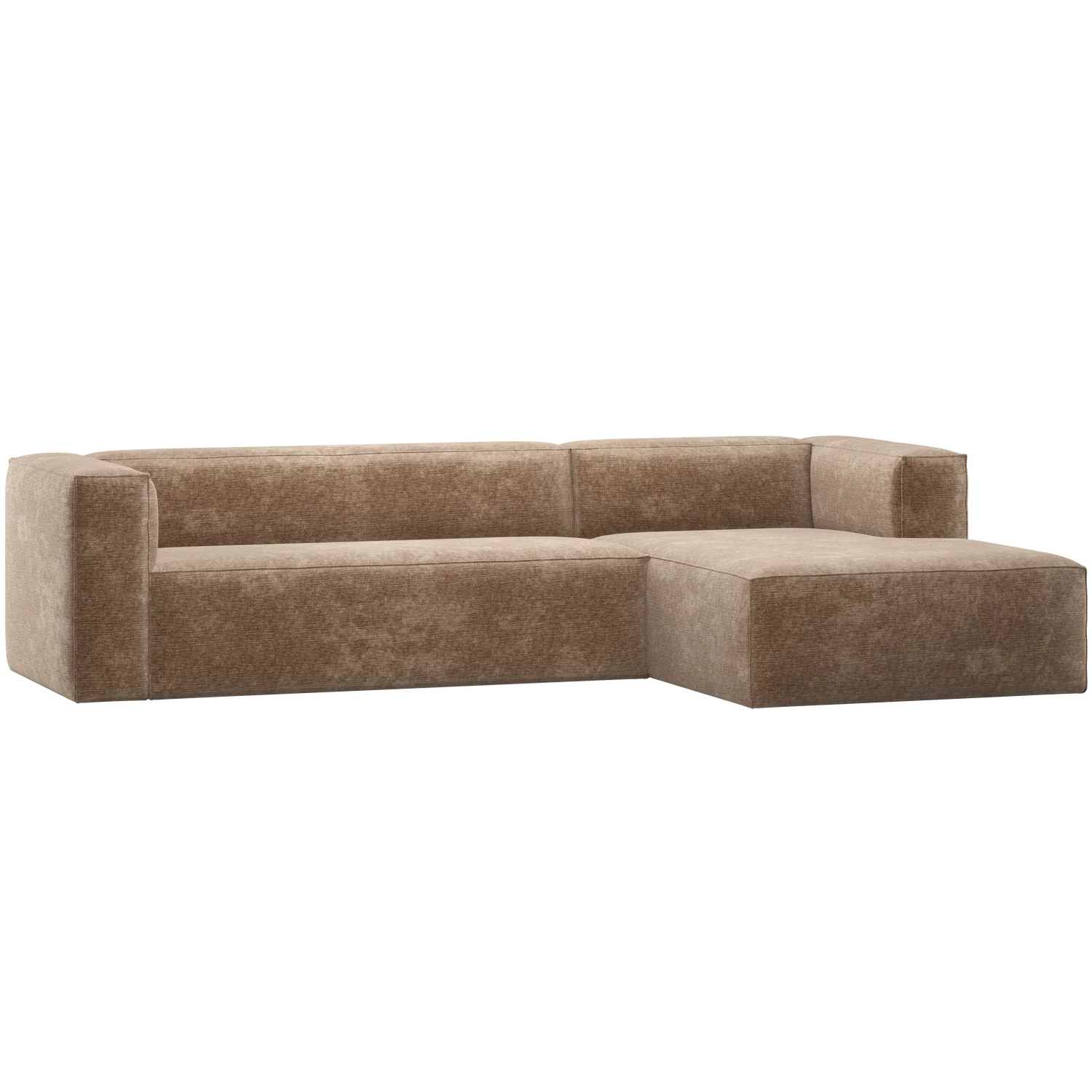 Ecksofa BEAN Chenille-Samt taupe Longchair rechts