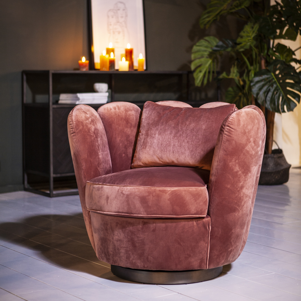 Retro Sessel Maria drehbar Samt Loungesessel