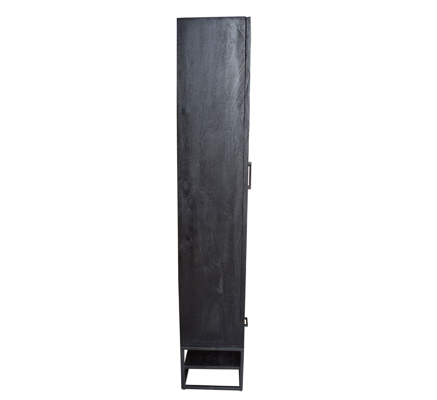 Vitrine ASHTON H 220 cm Mangoholz schwarz Vitrinenschrank