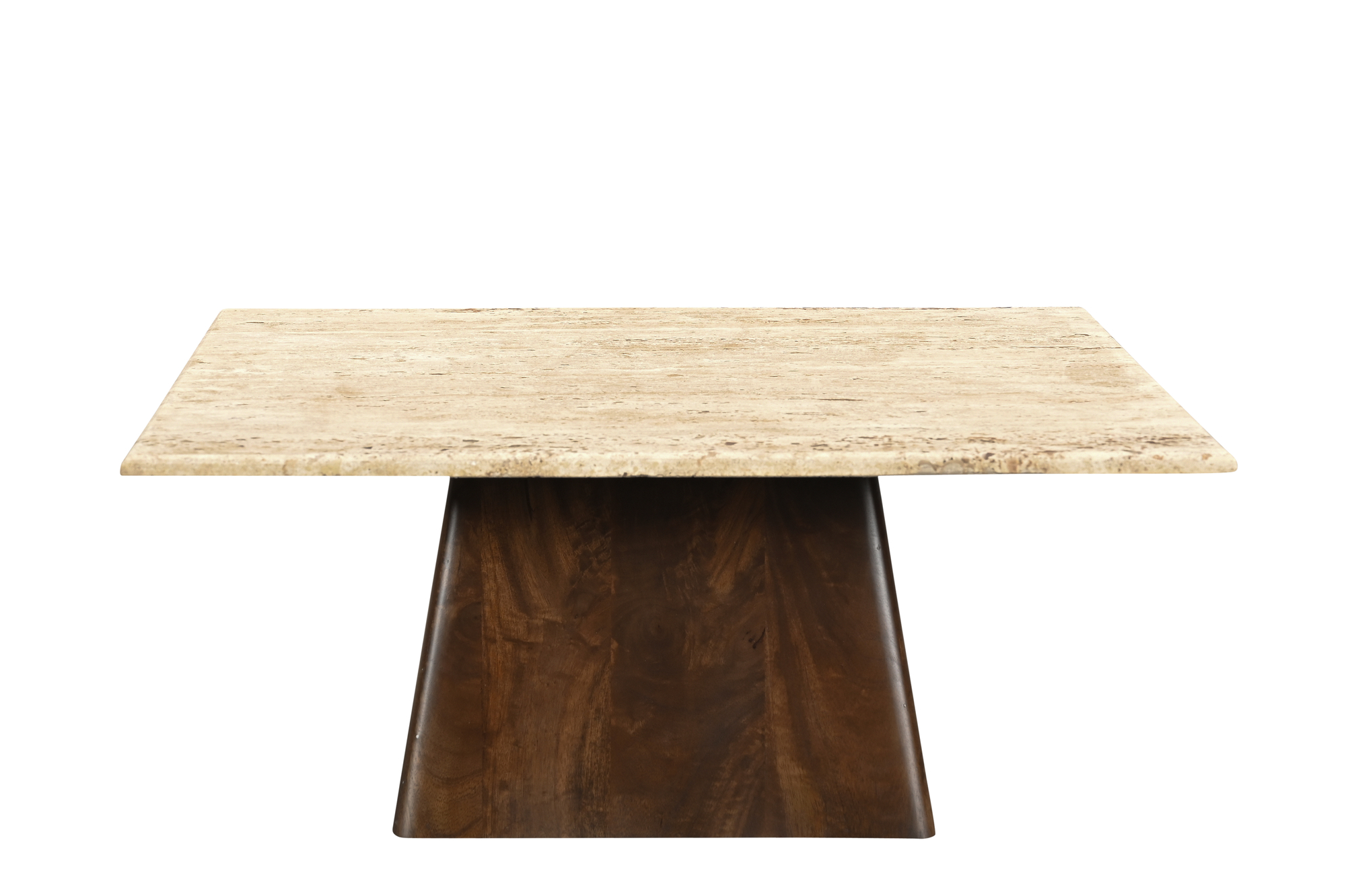 Couchtisch Valentino 75 x 75 cm Mangoholz mit Travertin Tischplatte natur