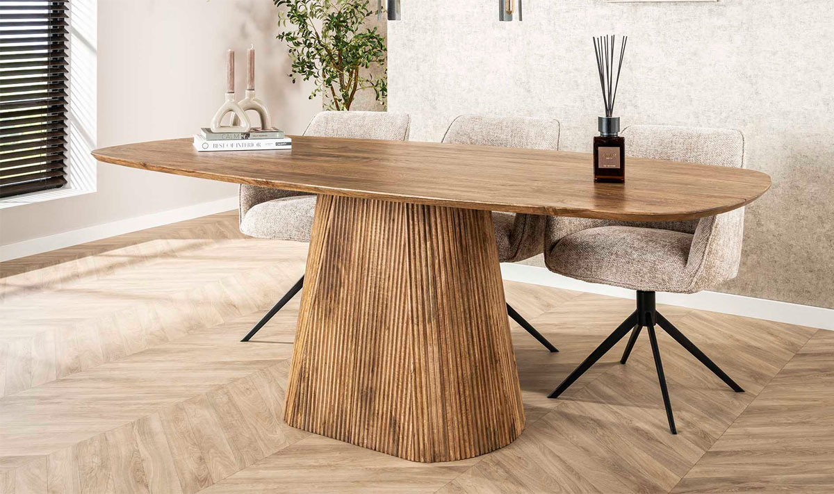 Esstisch Rave oval 215 x 105 cm Mangoholz sandfarben
