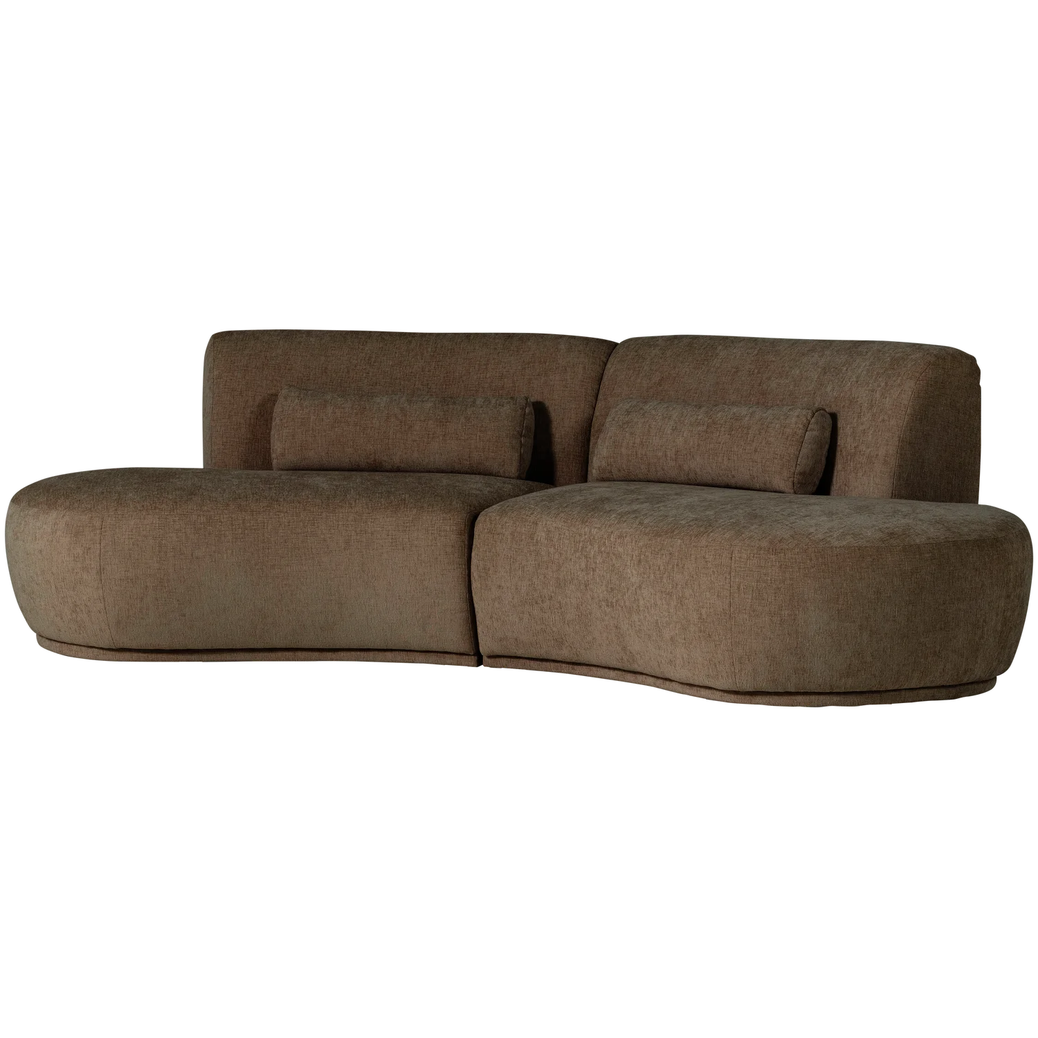 4 Sitzer Sofa BATAVIER halbrund Velvet Melange braun