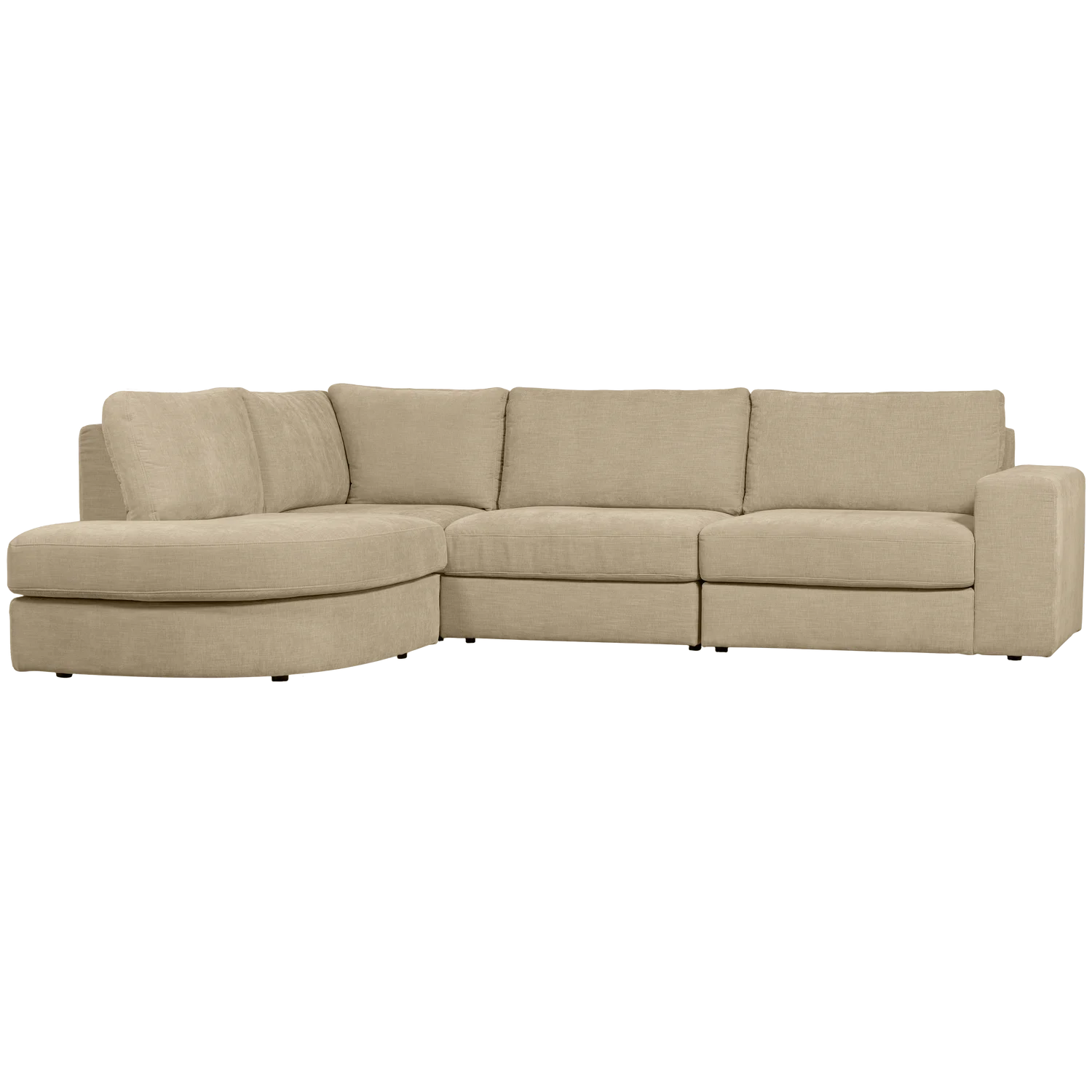 Ecksofa FAMILY Webstoff sand Recamiere mit Rundung links
