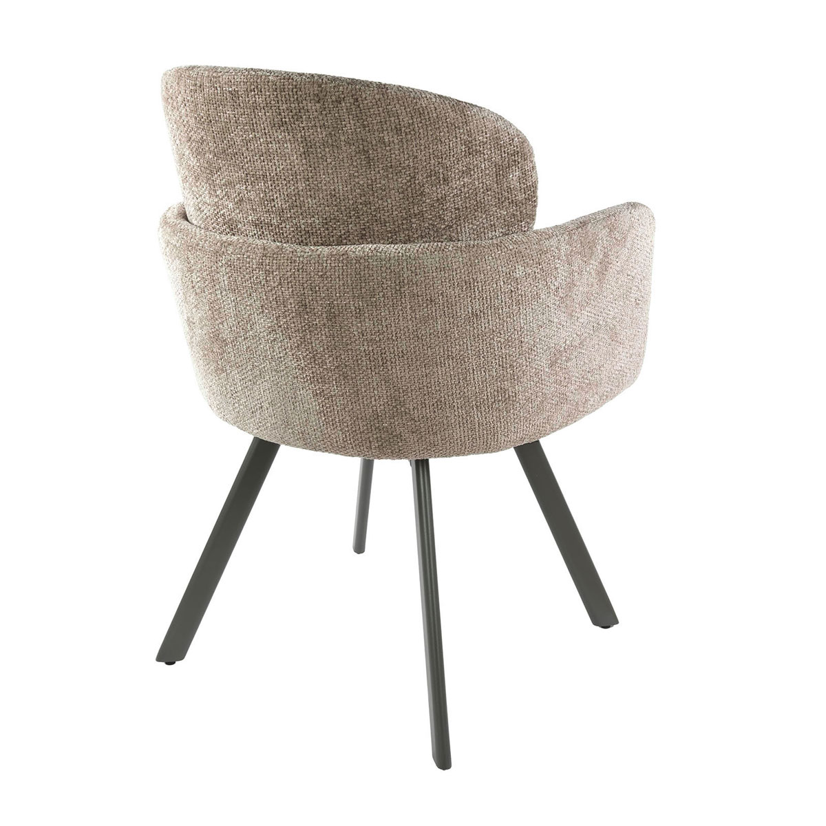 2er Set Armlehnstuhl GRACIA drehbar Chenille Stoff sandfarben