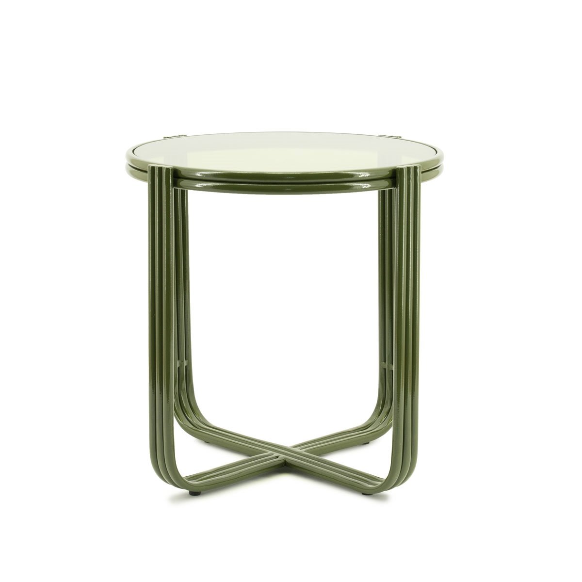 Beistelltisch Groovy Ø 42,5 cm Glas Metall grün Couchtisch