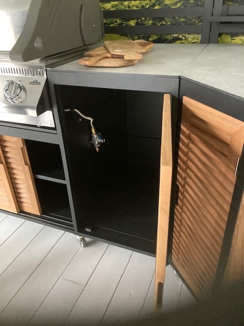 Fornax Außenküche komplett Eckelement + Grilleinsatz + Spüle + Endstück