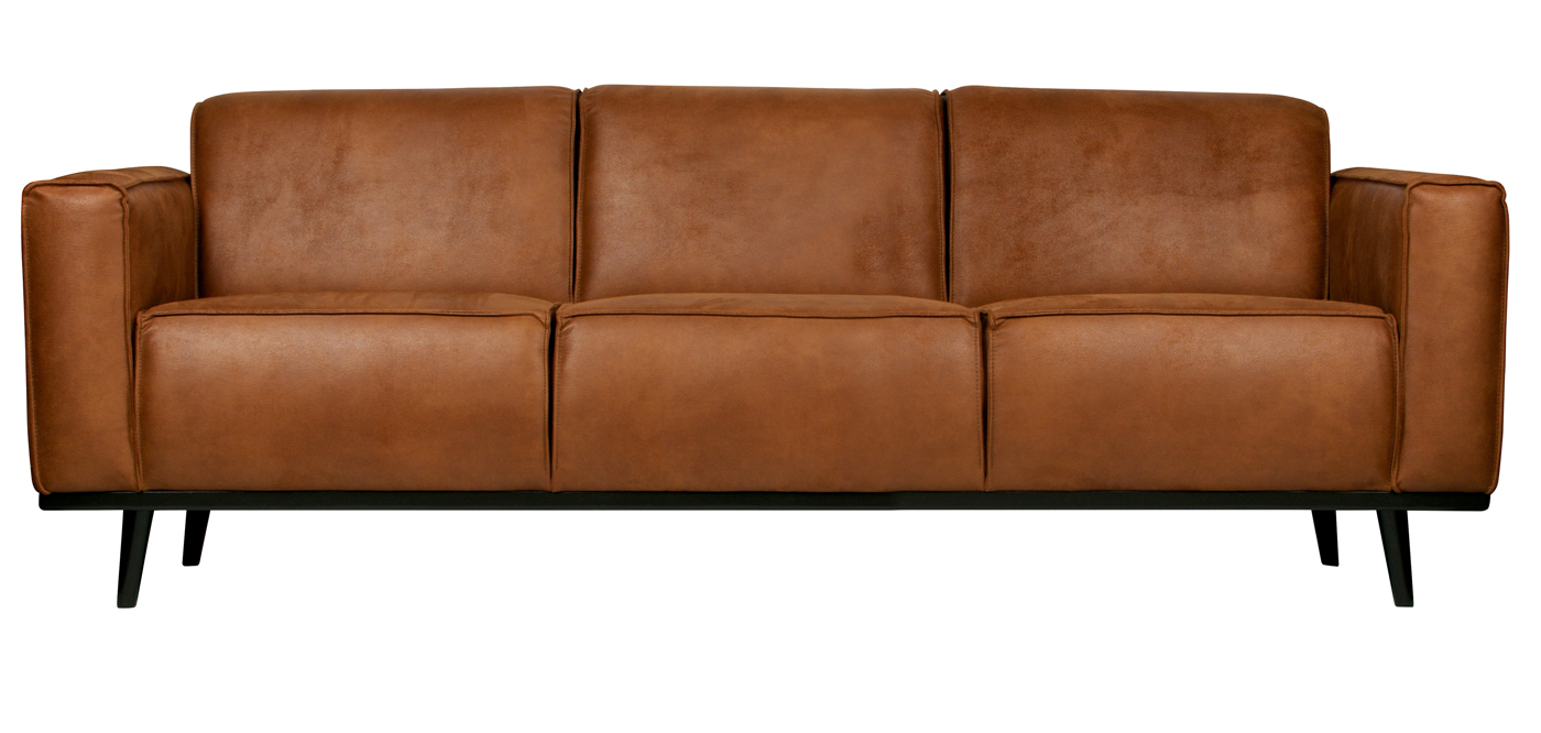 BePureHome 3 Sitzer Sofa STATEMENT Eco Leder cognac