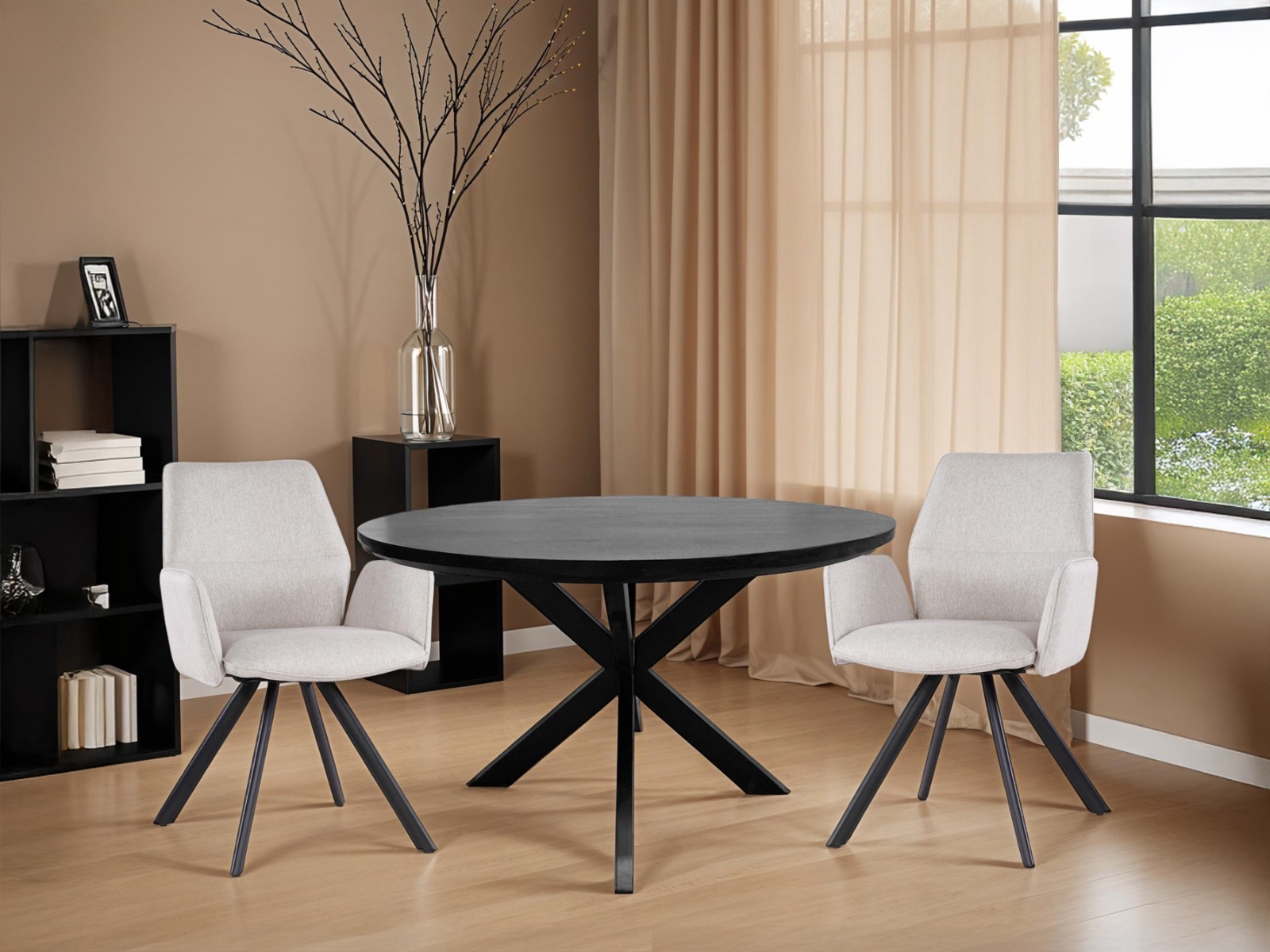 Esstisch Jesper rund Ø 120 cm Mangoholz schwarz