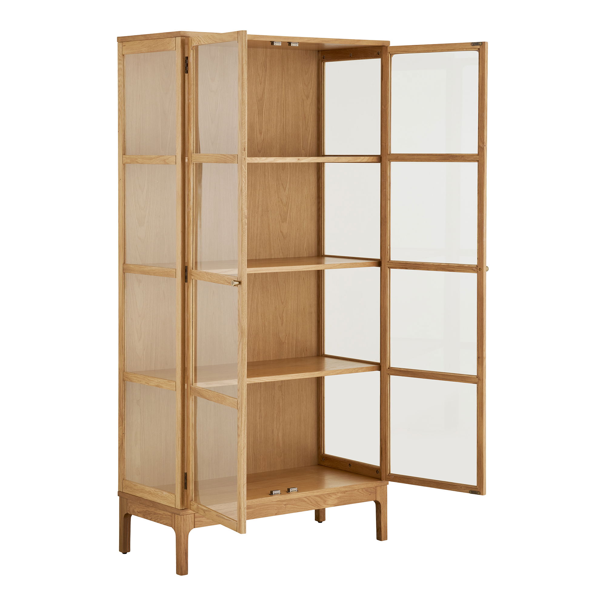 Schrank Vitrine Lamora mit 2 Tür H 180 cm  aus Eichenholz