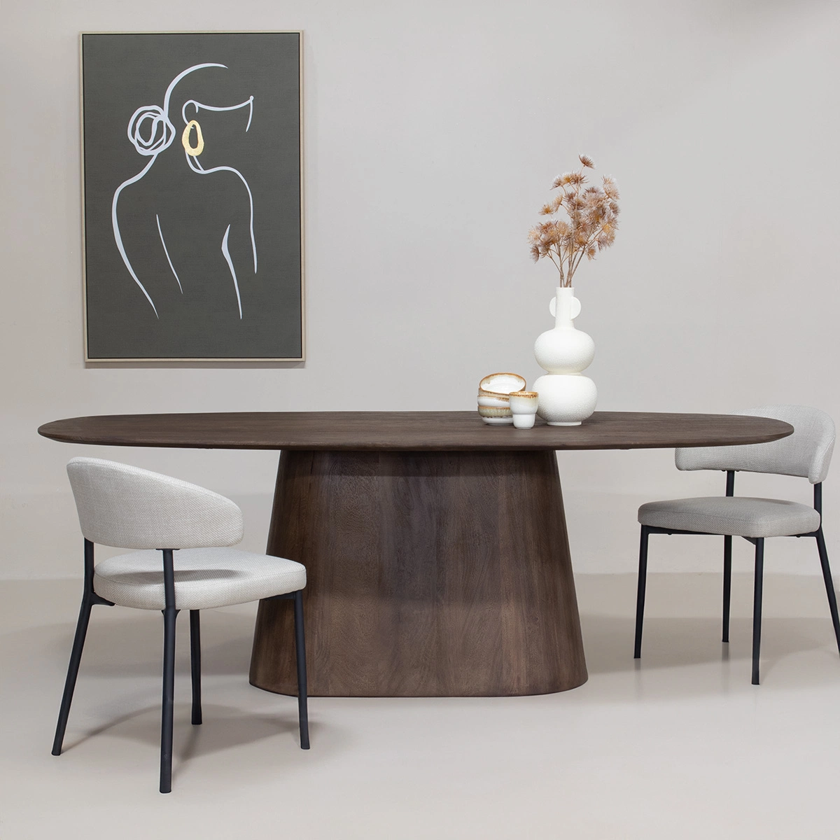 Esstisch oval 180 x 100 cm Mangoholz HERMINE dunkelbraun