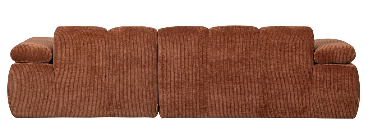 woood Chaiselongue Sofa MOJO rechts gerippter Stoff rostbraun