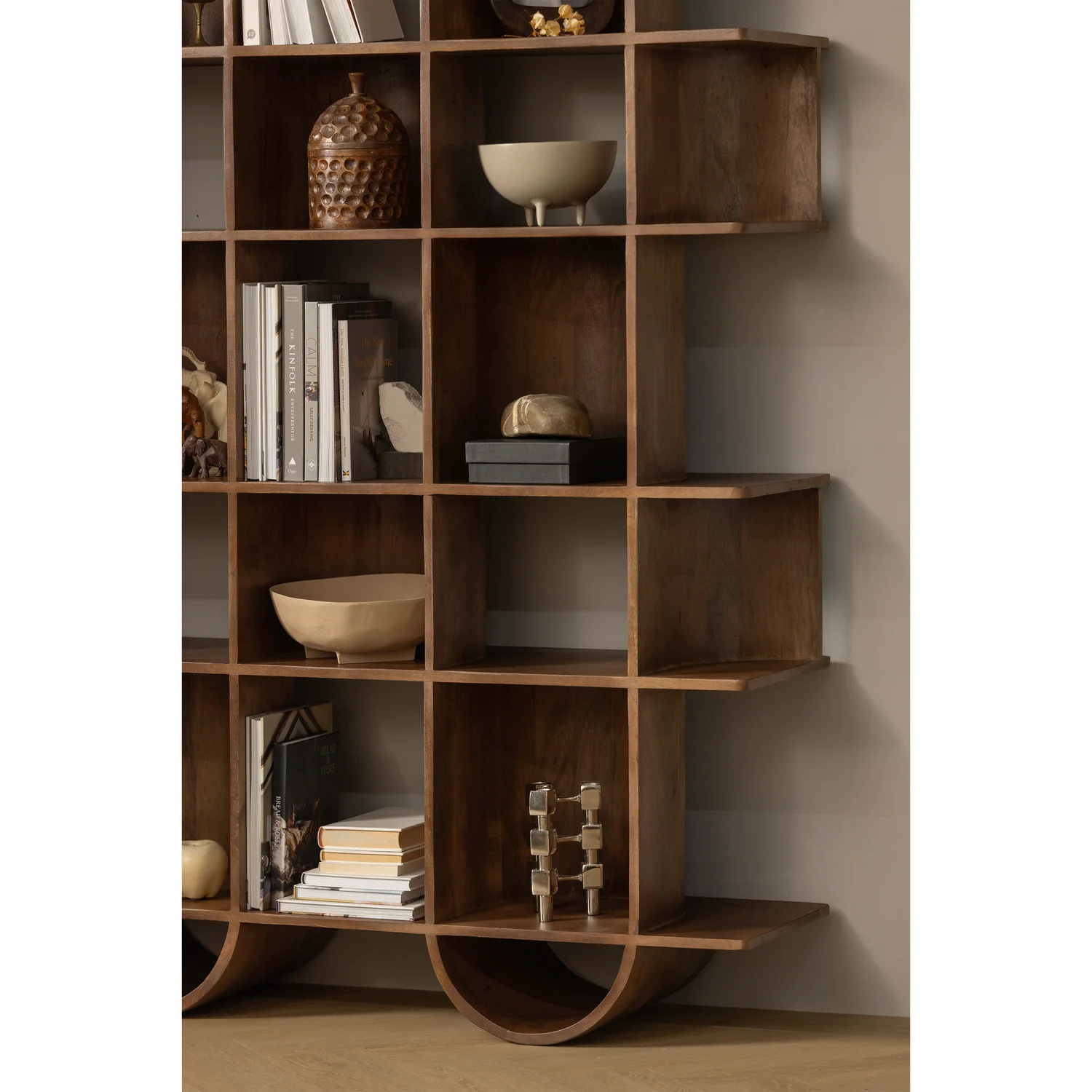 Bücherregal Regal SINNE offen H 180 cm Mangoholz dunkelbraun