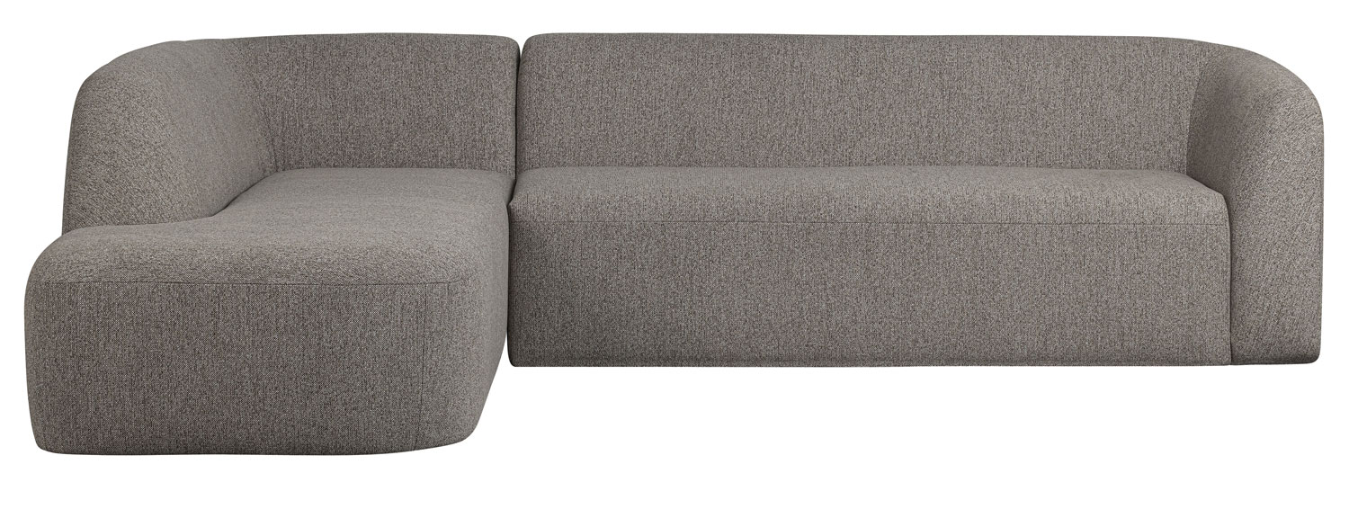 Eckgarnitur Sloping Chenille grau melange Ecksofa Longchair links