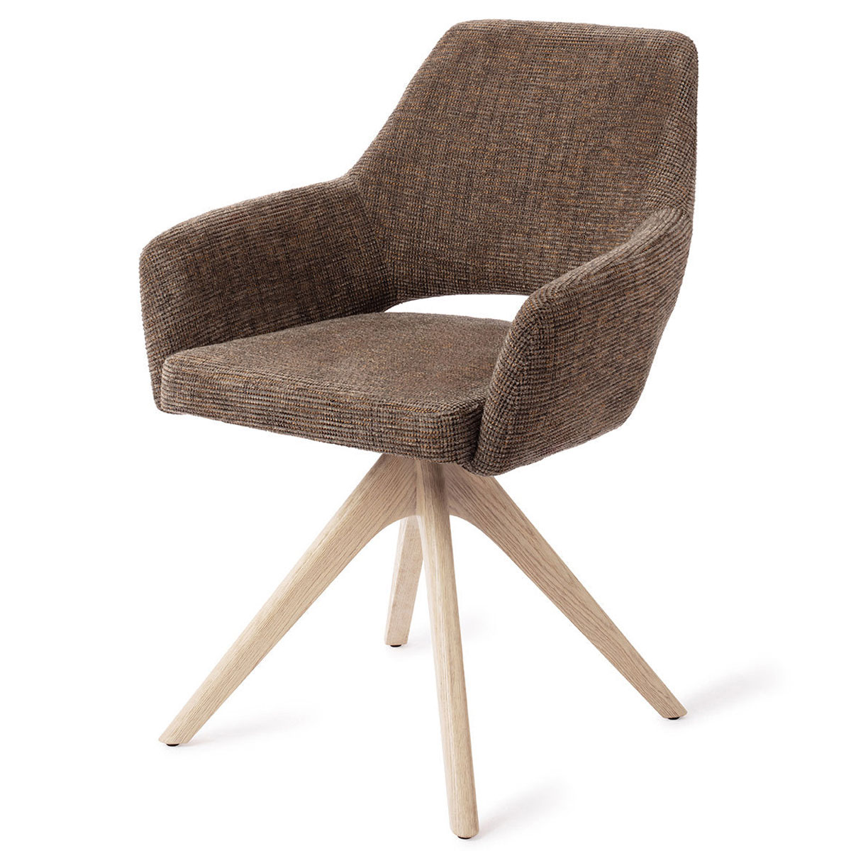 Esszimmerstuhl YANAI drehbar – Kastanie mit Gestell in Eiche gebleicht