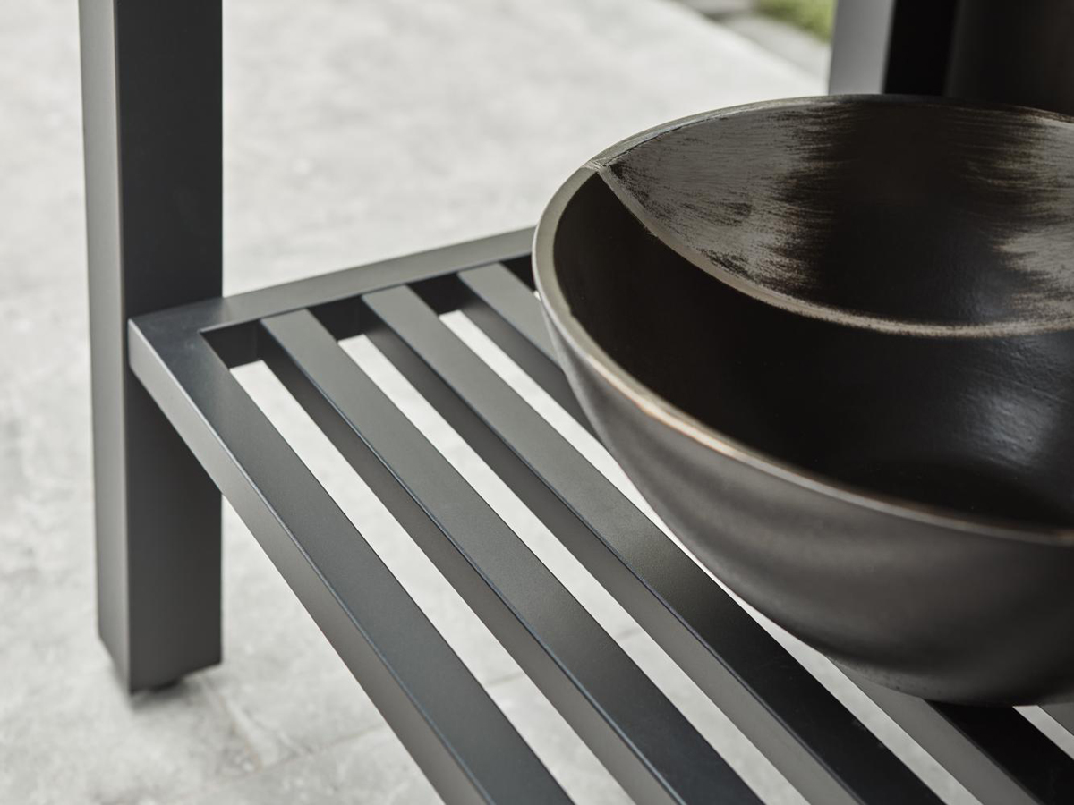 Außenküche BELLAC – Modular, Schwarz, mit Spülbecken & Granit-Arbeitsplatte