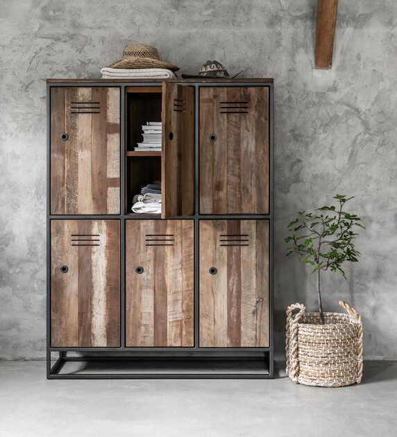 d-Bodhi Schrank Küchenschrank TUAREG mit 6 Türen recyceltes Teak Holz
