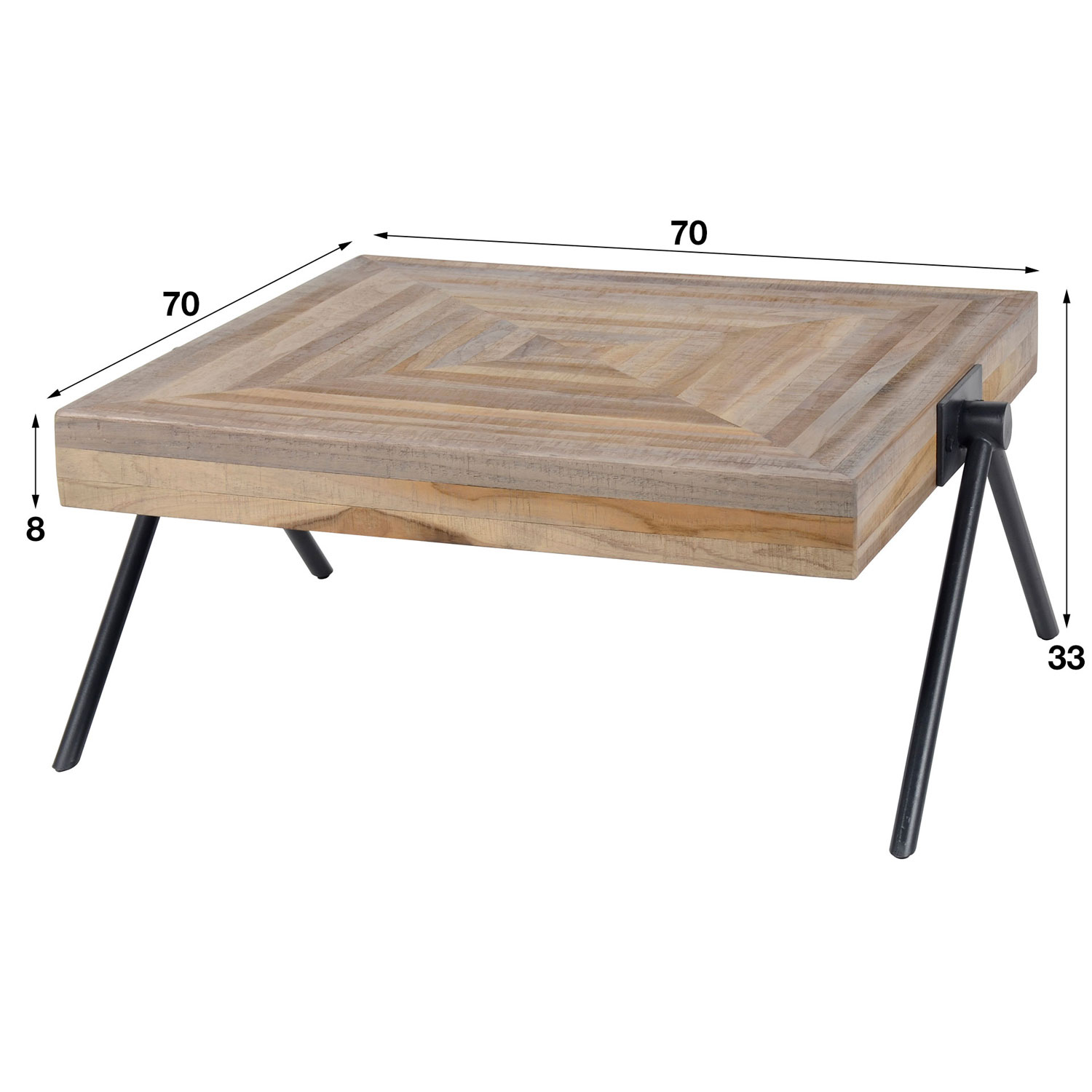 Couchtisch TILLA 70 x 70 verwittertes Teakholz
