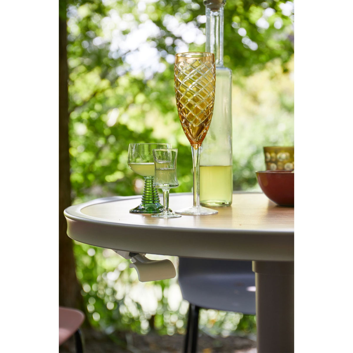 woood Gartentisch JEPPE Ø 70 cm höhenverstellbar Aluminium braun grau