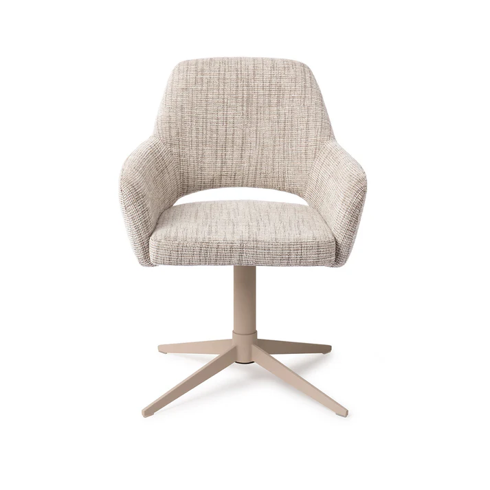 Esszimmerstuhl Yanai – Caramel Grid mit Gestell in Metall beige