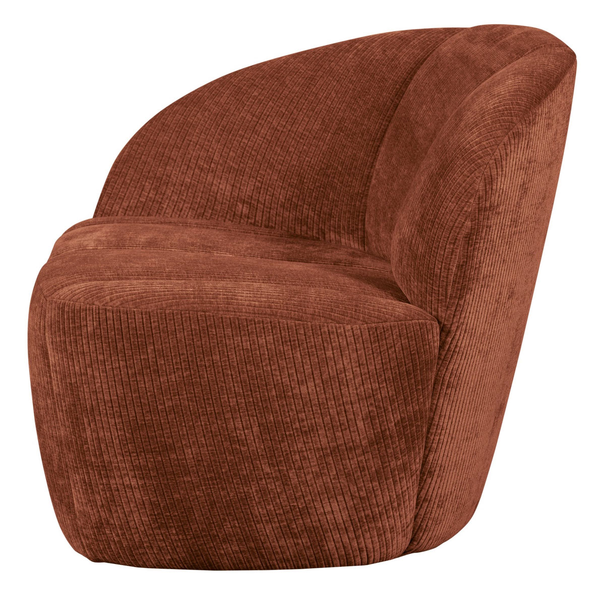 woood 2 Sitzer Sofa Bank MOJO links gerippter Stoff rostbraun