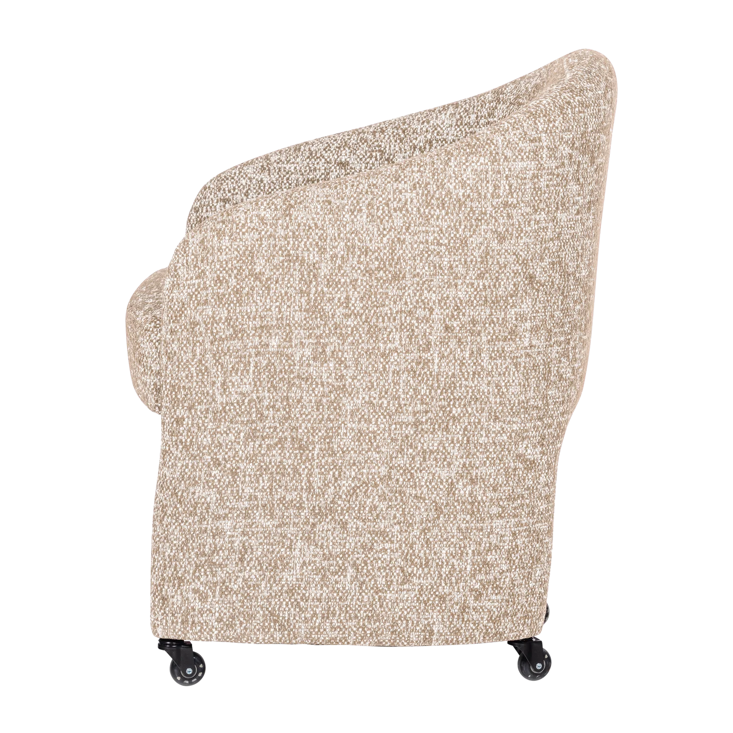 Armlehnstuhl CORDO auf Rollen Melange Stoff natur 