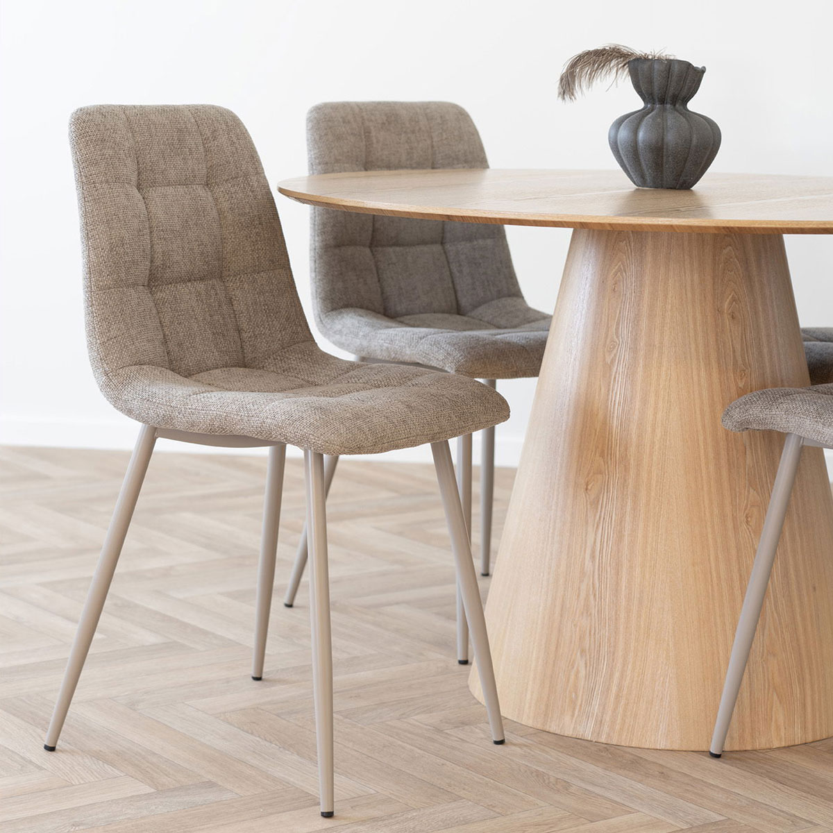 2er Set Esstischstuhl Midford Stoff grau Dinnerstuhl