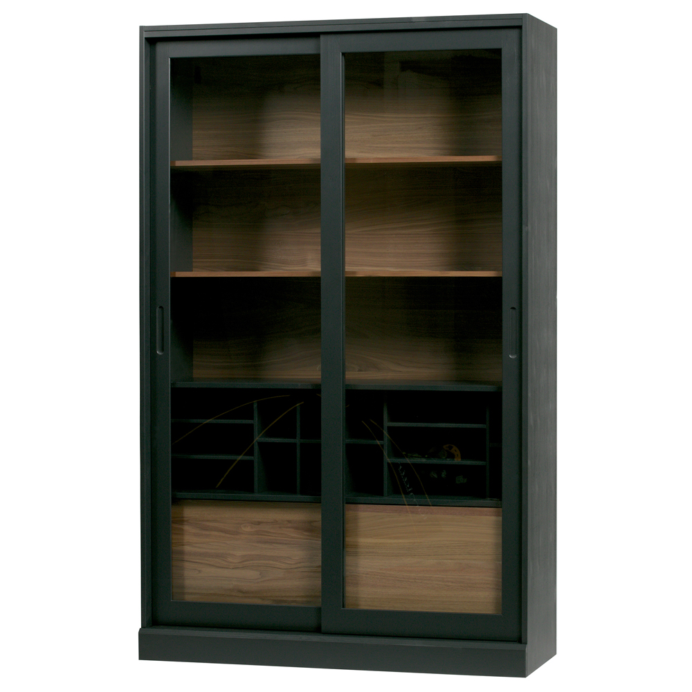 woood Vitrine Schrank James 200 cm schwarz