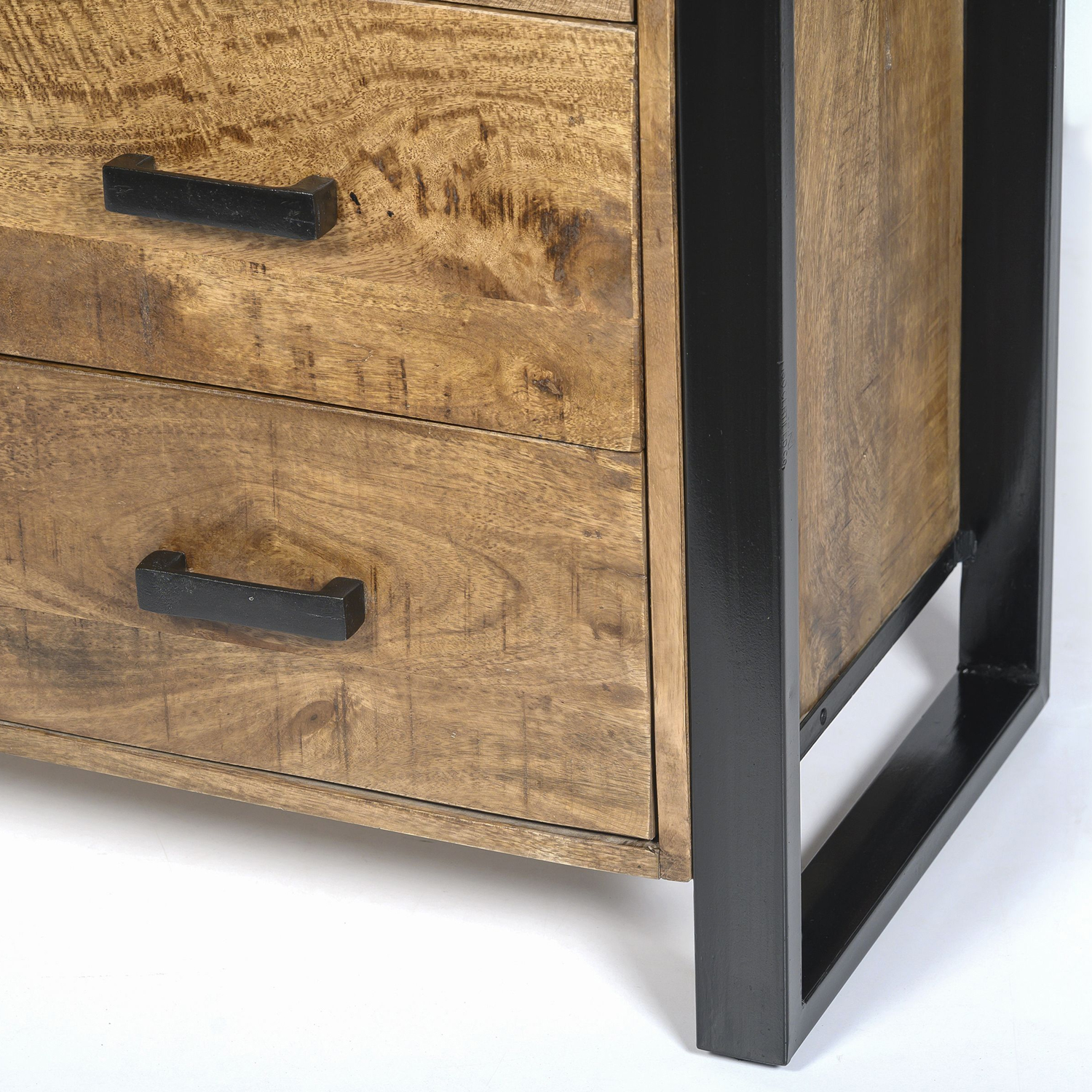 Schrank Nairobi B 100 cm Schrankwand Mangoholz Metall schwarz