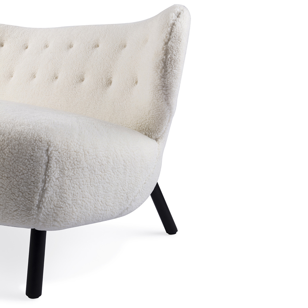 Retro Lounge Sofa Bank Kita cream Teddy Stoff