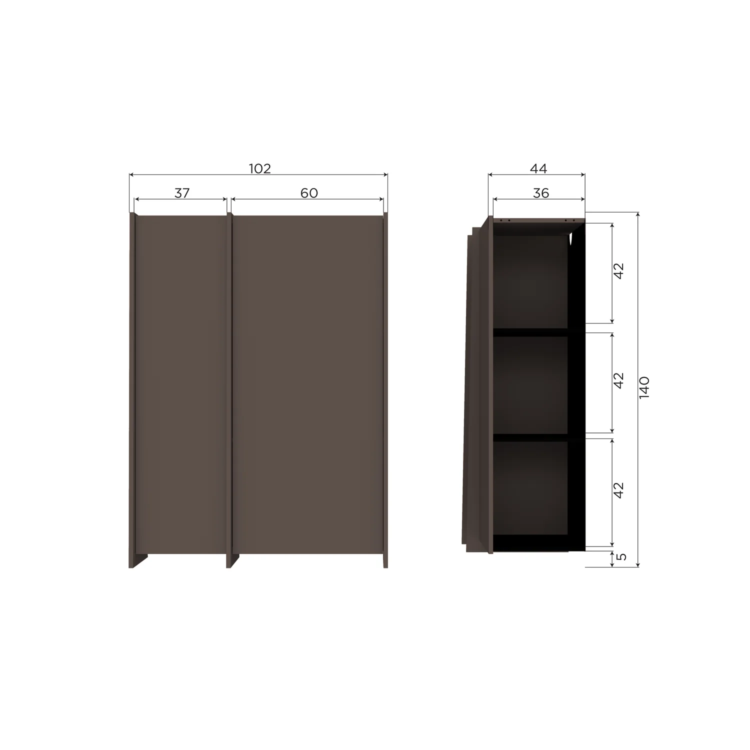 Schrank Aufbewahrungsschrank BROCK H 140 cm 2-türig Esche Funrier mittelbraun