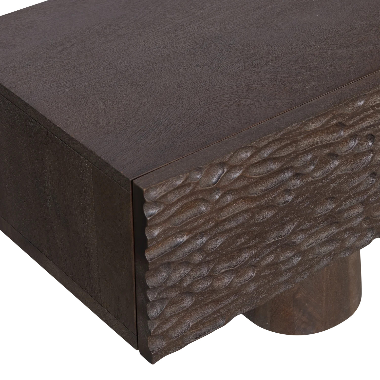 TV Möbel Lowboard CRUMBLE 180 cm geschnitztes Mangoholz wallnussfarben