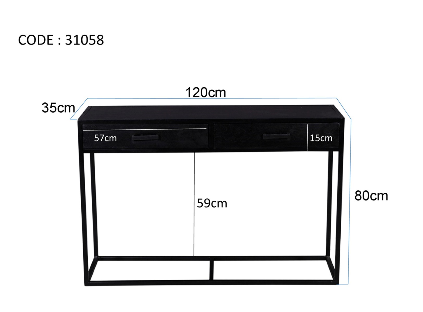 Konsolentisch Kala 120 x 35 cm Mangoholz Metall schwarz Anstelltisch