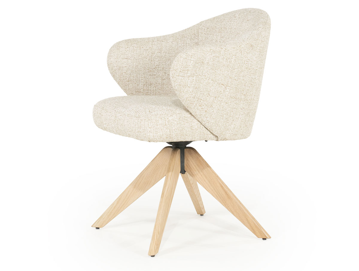 Esszimmer Stuhl Connor drehbar Eiche Stoff beige