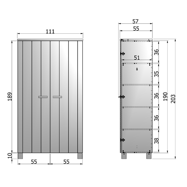 woood Kleiderschrank DENNIS Schrank Kiefer betongrau grau