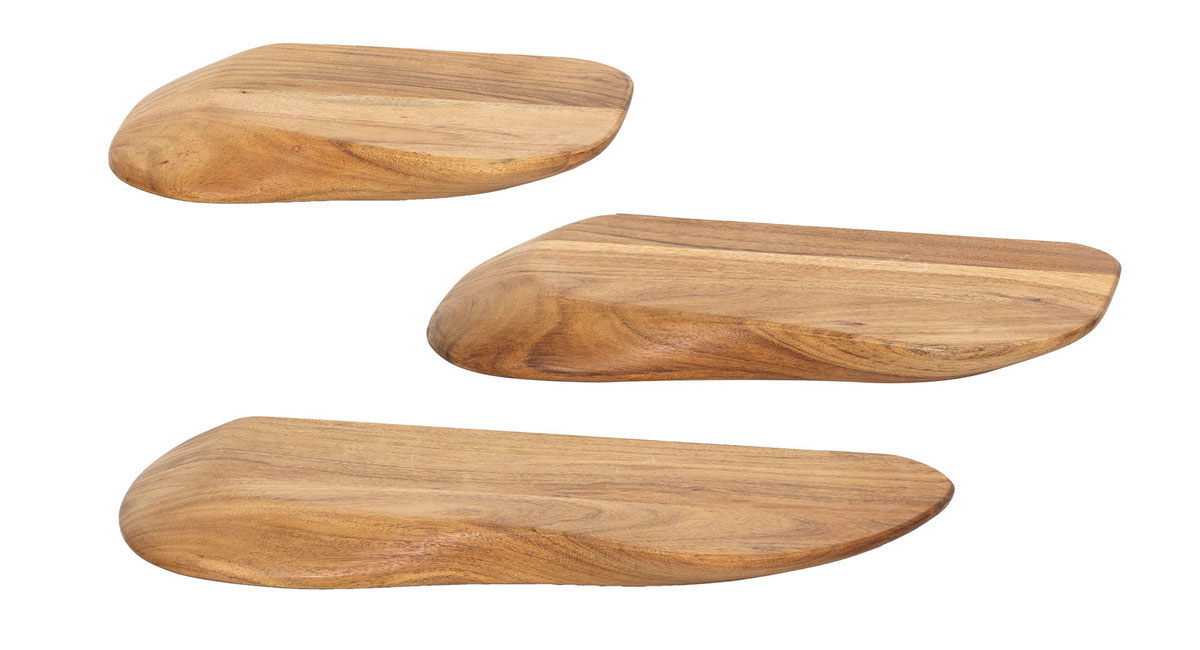 3er Set Wandregal NATURAL Akazie organische Form