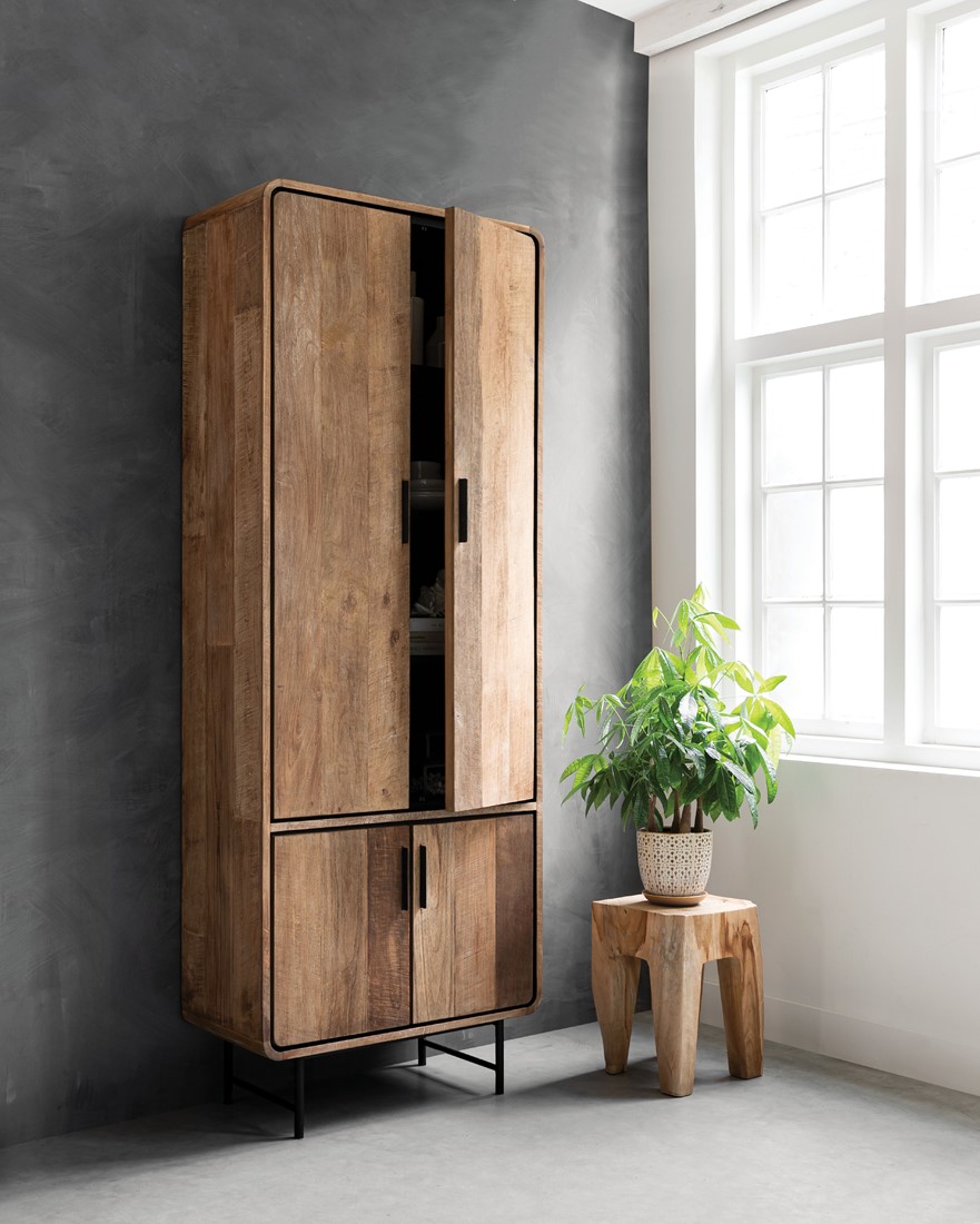 Hochschrank Evo H 220 cm recyceltes Teakholz Schrank