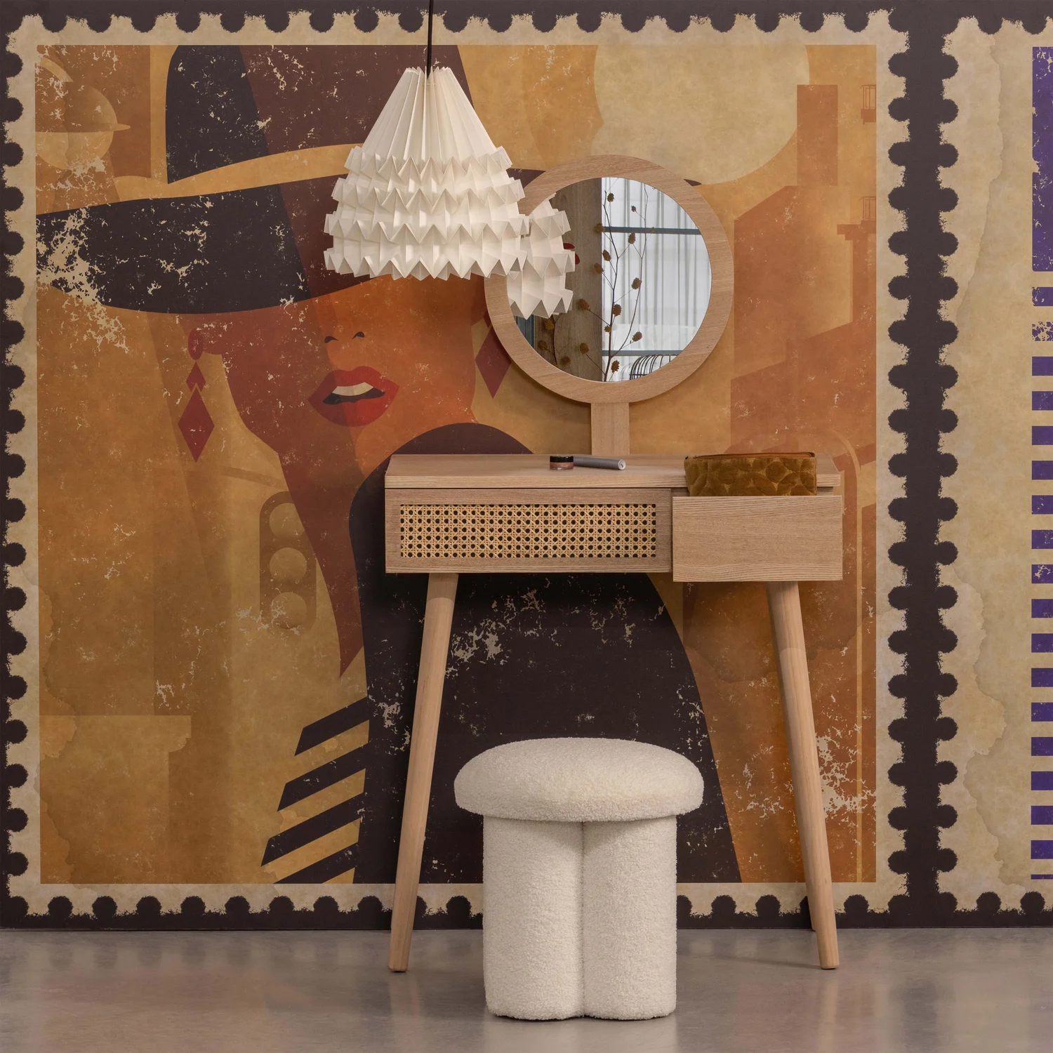 Schminktisch m. Spiegel SOOF Kiefer MDF Frisiertisch  