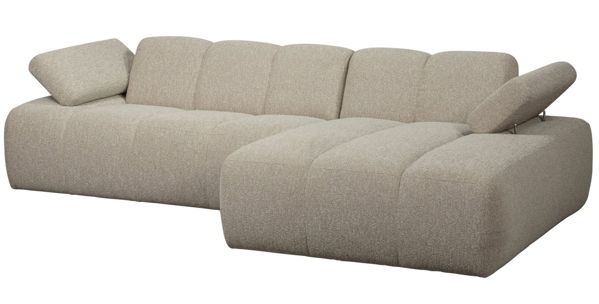woood Chaiselongue Sofa MOJO rechts Bouclé beige melange