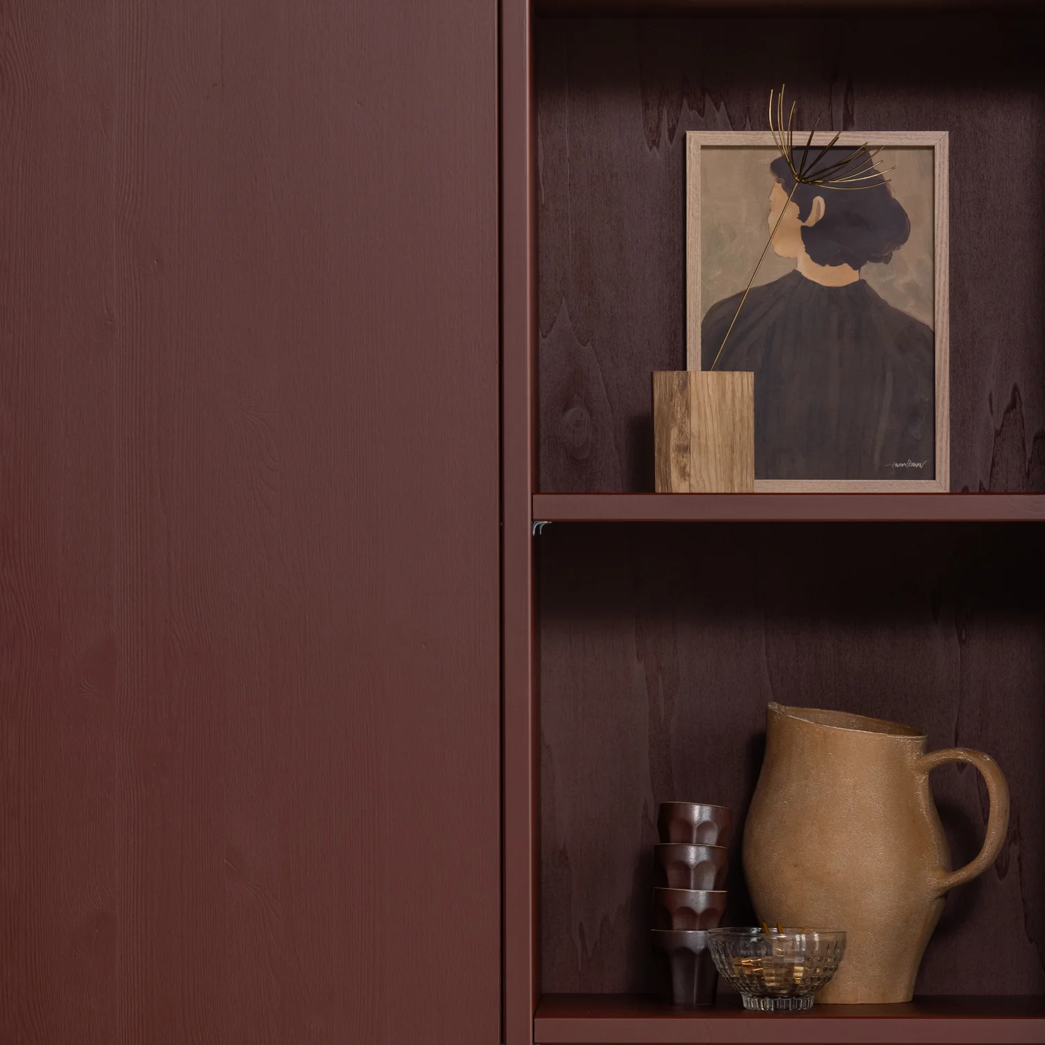 Kleiderschrank MEREL B 100 cm 3-türig Kiefernholz burgunderrot 